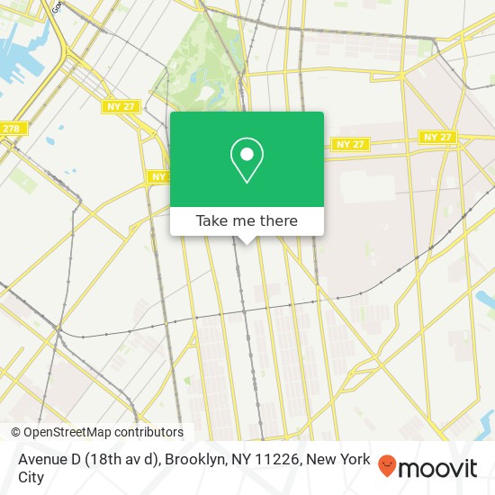 Mapa de Avenue D (18th av d), Brooklyn, NY 11226