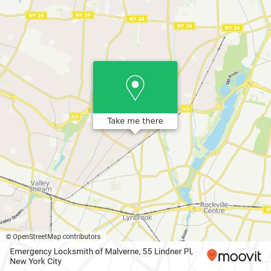 Mapa de Emergency Locksmith of Malverne, 55 Lindner Pl