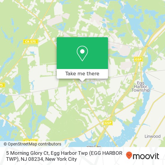 Mapa de 5 Morning Glory Ct, Egg Harbor Twp (EGG HARBOR TWP), NJ 08234