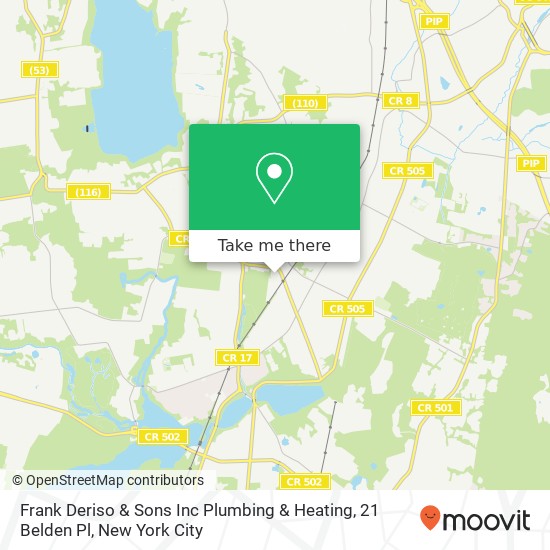 Mapa de Frank Deriso & Sons Inc Plumbing & Heating, 21 Belden Pl