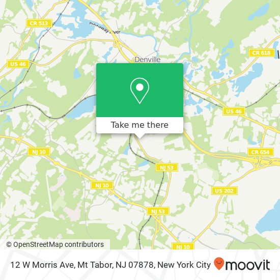 Mapa de 12 W Morris Ave, Mt Tabor, NJ 07878