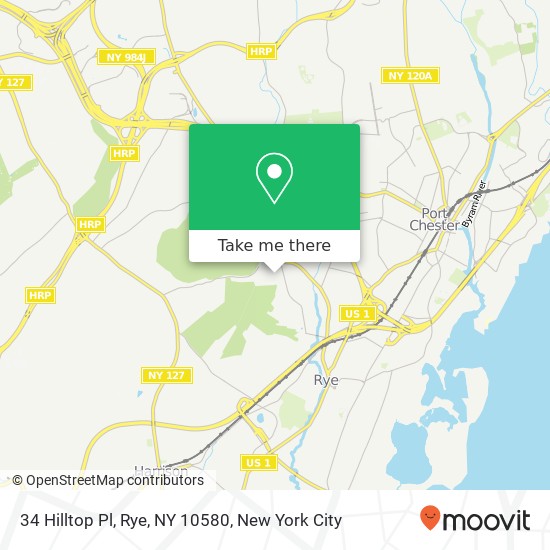 Mapa de 34 Hilltop Pl, Rye, NY 10580