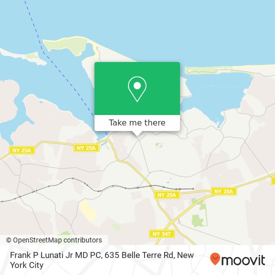 Mapa de Frank P Lunati Jr MD PC, 635 Belle Terre Rd