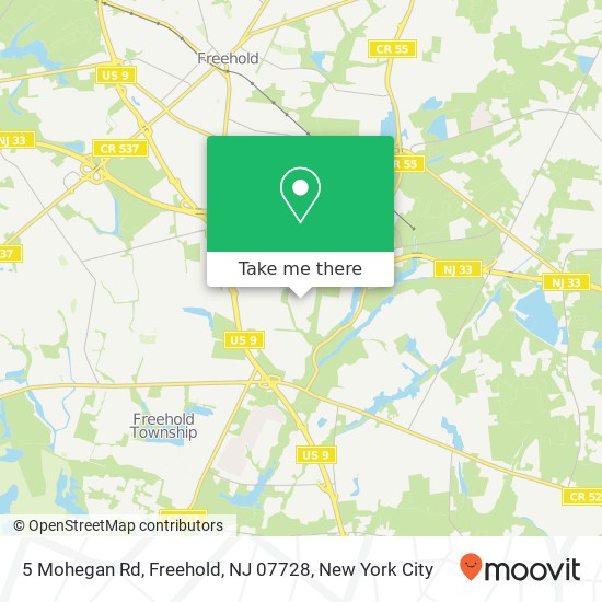 Mapa de 5 Mohegan Rd, Freehold, NJ 07728