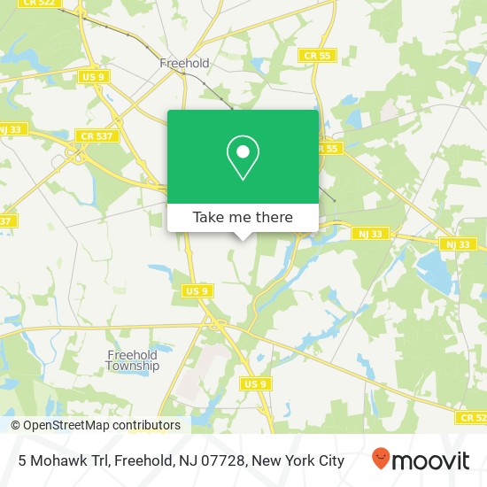 Mapa de 5 Mohawk Trl, Freehold, NJ 07728