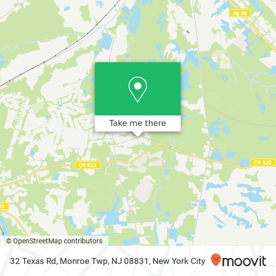 Mapa de 32 Texas Rd, Monroe Twp, NJ 08831