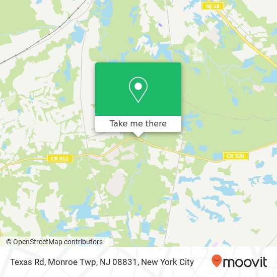 Mapa de Texas Rd, Monroe Twp, NJ 08831