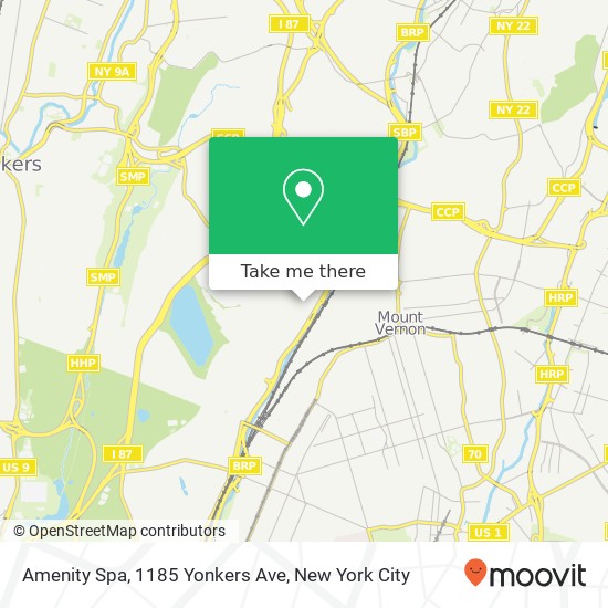 Mapa de Amenity Spa, 1185 Yonkers Ave