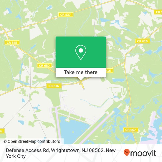 Mapa de Defense Access Rd, Wrightstown, NJ 08562