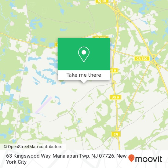 Mapa de 63 Kingswood Way, Manalapan Twp, NJ 07726