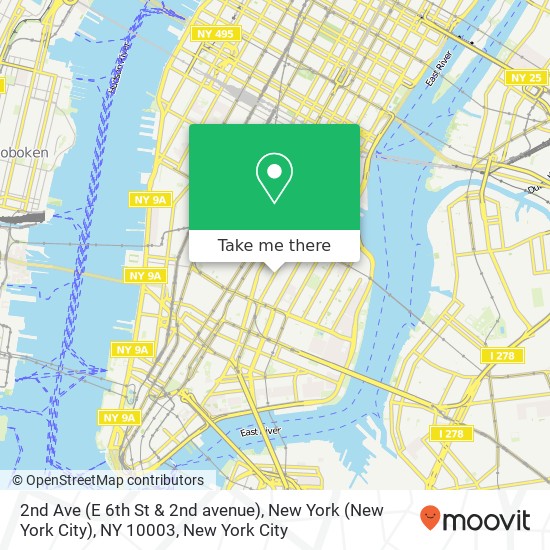 Mapa de 2nd Ave (E 6th St & 2nd avenue), New York (New York City), NY 10003