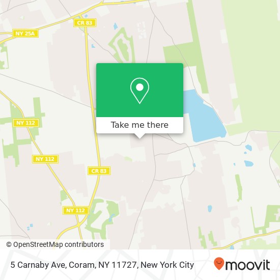 Mapa de 5 Carnaby Ave, Coram, NY 11727