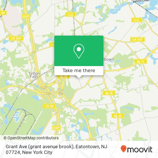 Grant Ave (grant avenue brook), Eatontown, NJ 07724 map