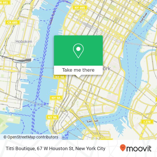 Mapa de Titti Boutique, 67 W Houston St