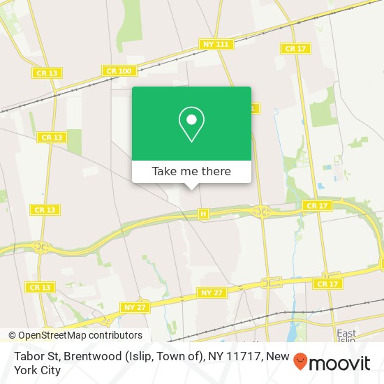 Mapa de Tabor St, Brentwood (Islip, Town of), NY 11717