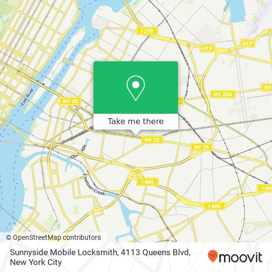 Mapa de Sunnyside Mobile Locksmith, 4113 Queens Blvd