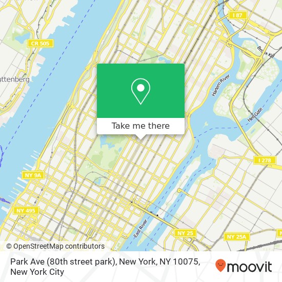 Mapa de Park Ave (80th street park), New York, NY 10075