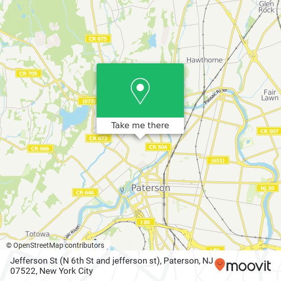 Mapa de Jefferson St (N 6th St and jefferson st), Paterson, NJ 07522