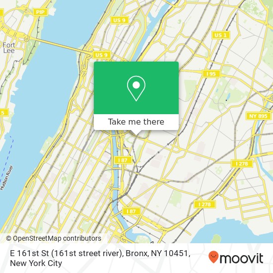 Mapa de E 161st St (161st street river), Bronx, NY 10451