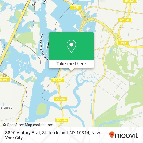 Mapa de 3890 Victory Blvd, Staten Island, NY 10314