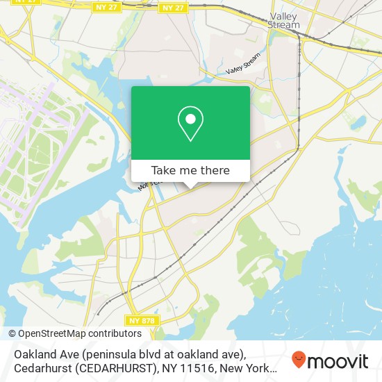 Mapa de Oakland Ave (peninsula blvd at oakland ave), Cedarhurst (CEDARHURST), NY 11516