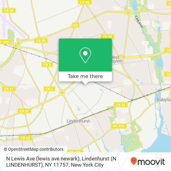 Mapa de N Lewis Ave (lewis ave newark), Lindenhurst (N LINDENHURST), NY 11757