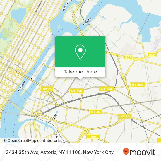 Mapa de 3434 35th Ave, Astoria, NY 11106