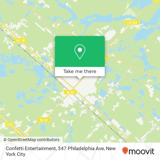 Mapa de Confetti Entertainment, 347 Philadelphia Ave