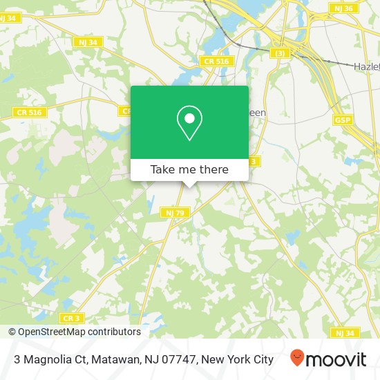 Mapa de 3 Magnolia Ct, Matawan, NJ 07747