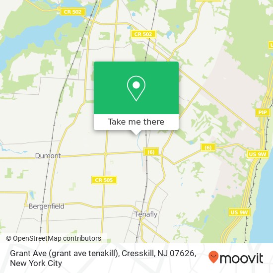 Mapa de Grant Ave (grant ave tenakill), Cresskill, NJ 07626