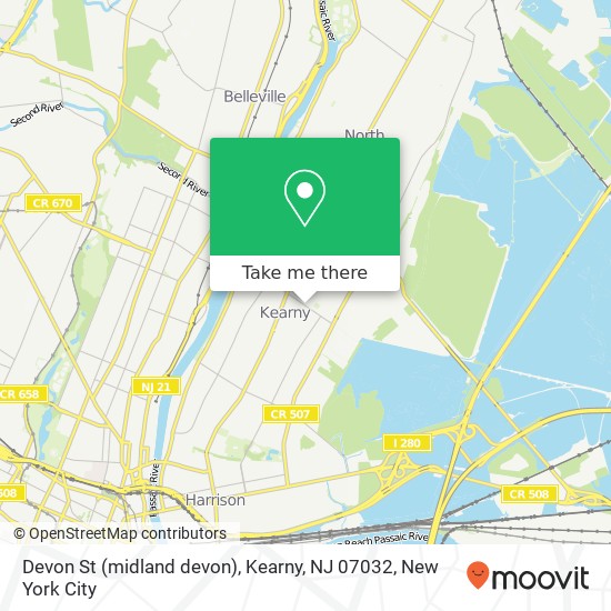 Devon St (midland devon), Kearny, NJ 07032 map