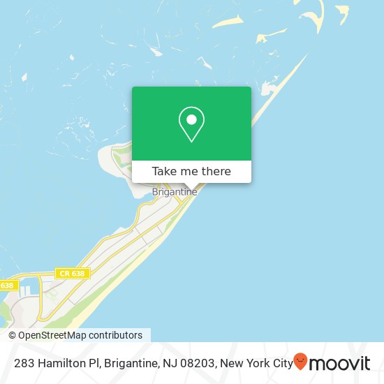 Mapa de 283 Hamilton Pl, Brigantine, NJ 08203