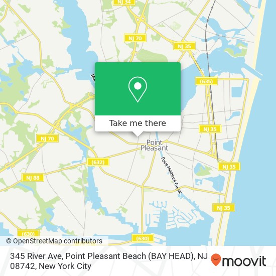Mapa de 345 River Ave, Point Pleasant Beach (BAY HEAD), NJ 08742