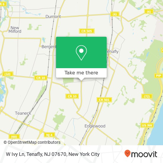 Mapa de W Ivy Ln, Tenafly, NJ 07670