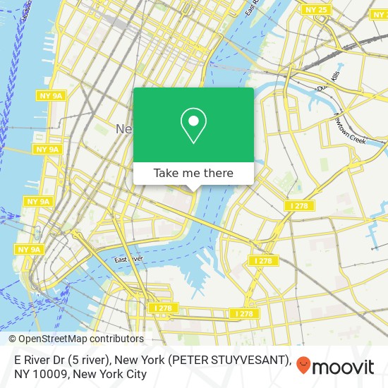 Mapa de E River Dr (5 river), New York (PETER STUYVESANT), NY 10009