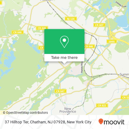 Mapa de 37 Hilltop Ter, Chatham, NJ 07928