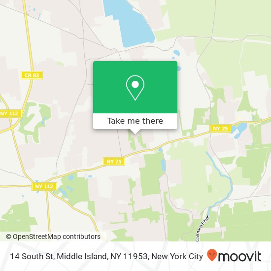 Mapa de 14 South St, Middle Island, NY 11953