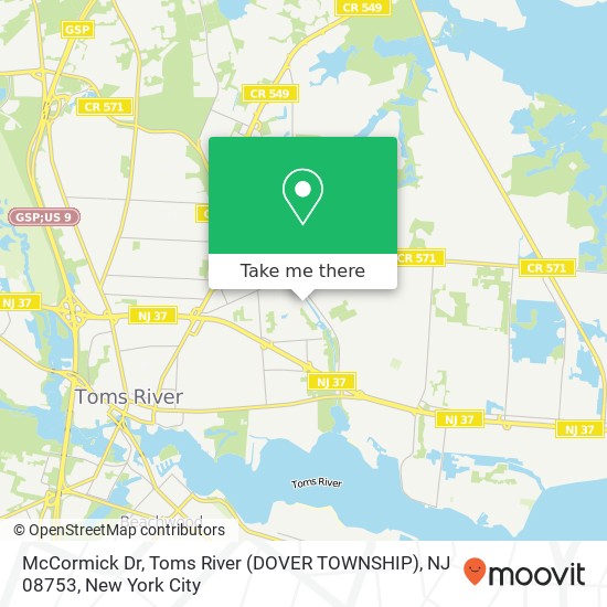 McCormick Dr, Toms River (DOVER TOWNSHIP), NJ 08753 map