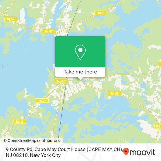 Mapa de 9 County Rd, Cape May Court House (CAPE MAY CH), NJ 08210