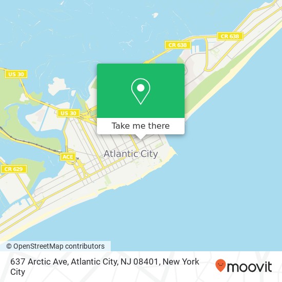 Mapa de 637 Arctic Ave, Atlantic City, NJ 08401