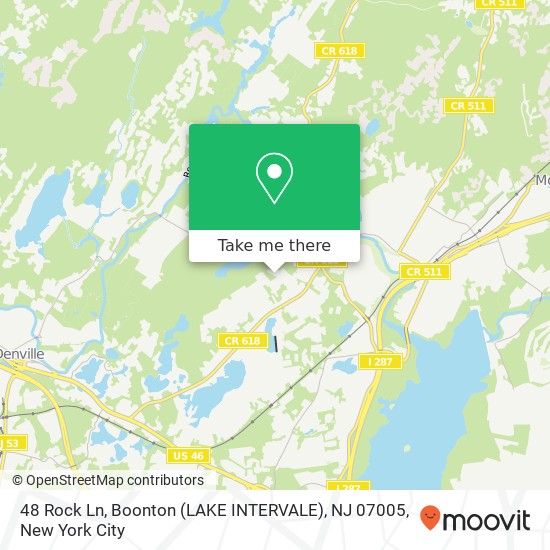 Mapa de 48 Rock Ln, Boonton (LAKE INTERVALE), NJ 07005