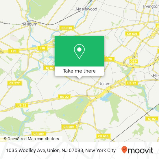 Mapa de 1035 Woolley Ave, Union, NJ 07083