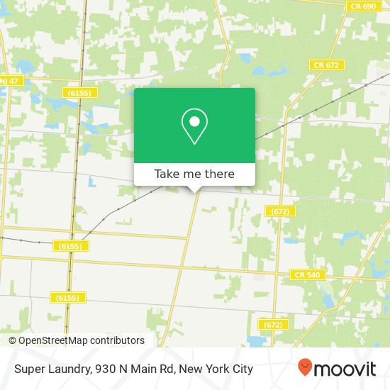 Mapa de Super Laundry, 930 N Main Rd