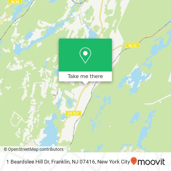 Mapa de 1 Beardslee Hill Dr, Franklin, NJ 07416