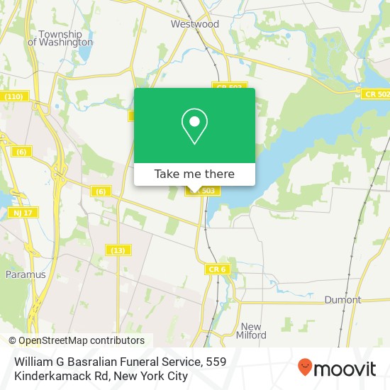 Mapa de William G Basralian Funeral Service, 559 Kinderkamack Rd