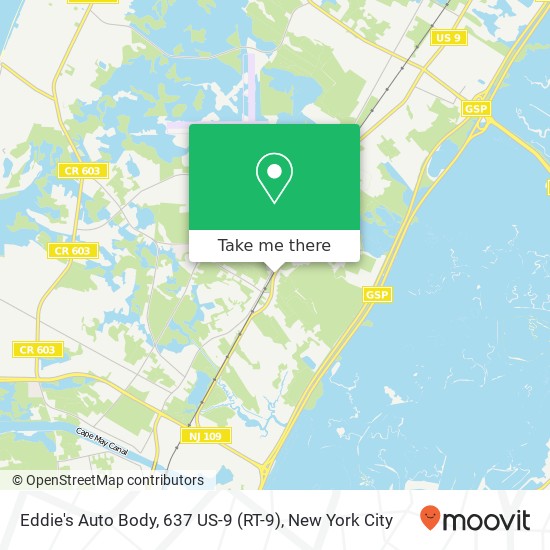 Eddie's Auto Body, 637 US-9 (RT-9) map