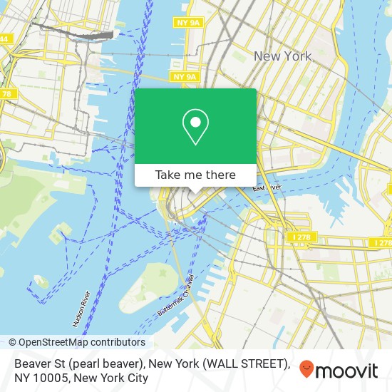 Mapa de Beaver St (pearl beaver), New York (WALL STREET), NY 10005