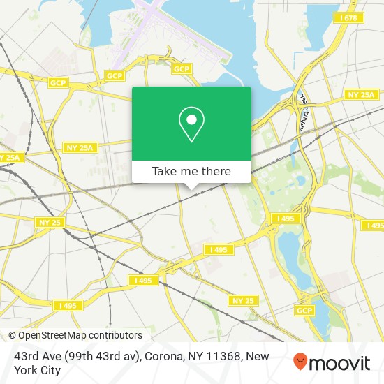 Mapa de 43rd Ave (99th 43rd av), Corona, NY 11368