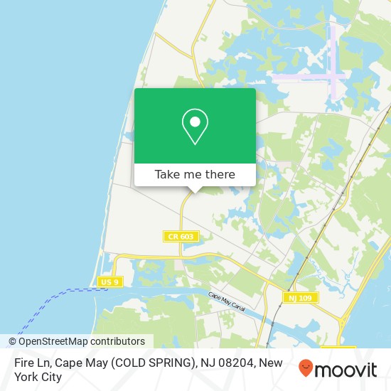 Fire Ln, Cape May (COLD SPRING), NJ 08204 map