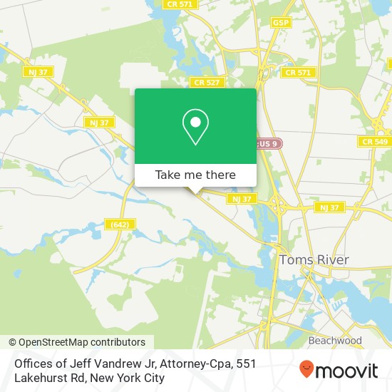 Offices of Jeff Vandrew Jr, Attorney-Cpa, 551 Lakehurst Rd map